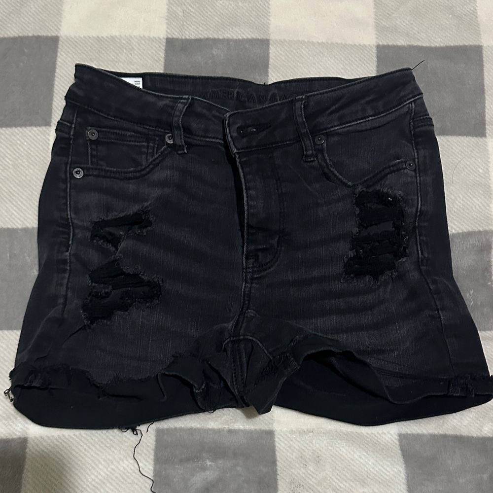 American Eagle Outfitters Black Distressed Jean Shorts